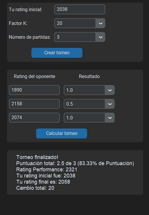 Elo Calculator Interface